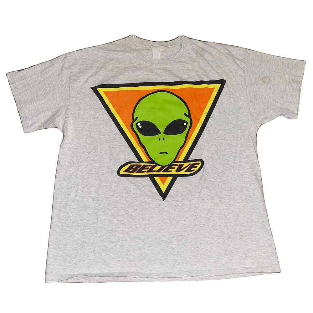 Vintage 90s Alien Workshop Believe T-Shirt Hook Ups Birdhouse Skateboard Size XL